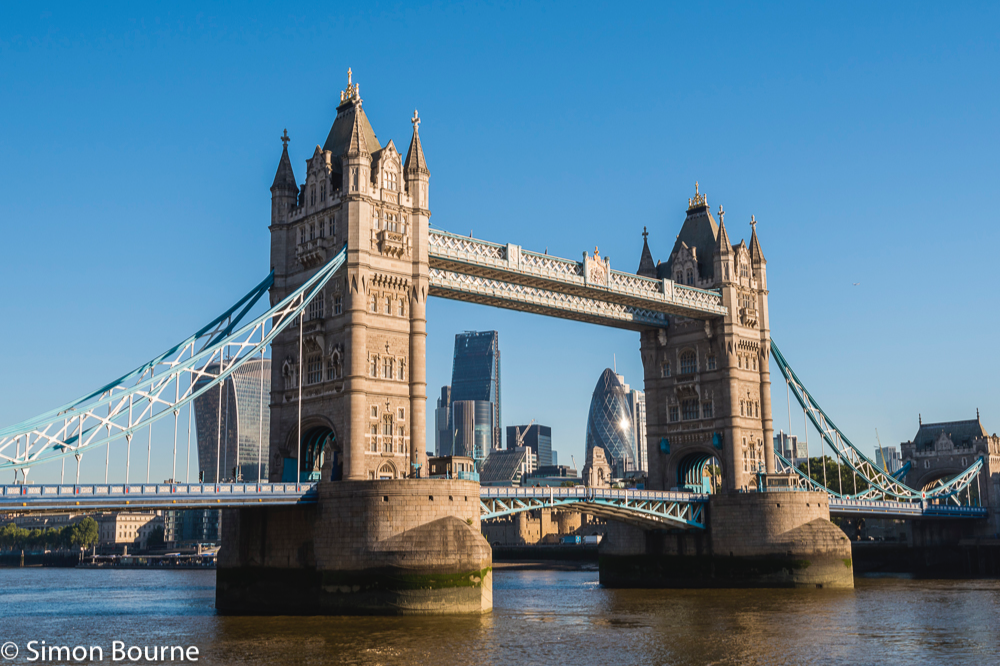 Simon Bourne, photography, photographer, north London, portfolio, image, central London, River Thames, Tower Bridge, The Gherkin, sunlight, Nikon