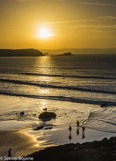 Simon Bourne, photography, photographer, north London, portfolio, image, landscape, Cornwall, seascape, sea, surf, beach, Nikon, Fistral, waves, tide, sunset, dusk