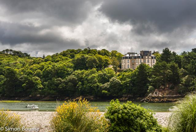 Simon Bourne, photography, photographer, north London, portfolio, image, landscape, town, Nikon, clouds, dark sky, buildings, port, town, river, Brittany, France, Audierne, trees, seaside, ships, boats, summer