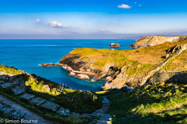 Simon Bourne, photography, photographer, Tintagel, Cornwall, portfolio, image, winter, island, castle ruins, late afternoon, Tintagel Haven, Barras Nose, cove, sea, surf, cliffs